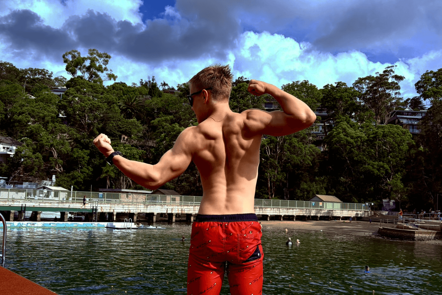 Alexey Fedorov U20 Men's Physique posing — 2nd place, Battle of the Bay 2025